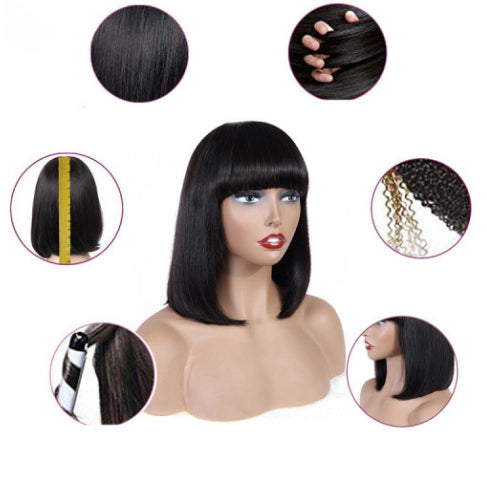 Cheveux humains Bob Wig Headgear Woven Top Coeur est naturel et réaliste
