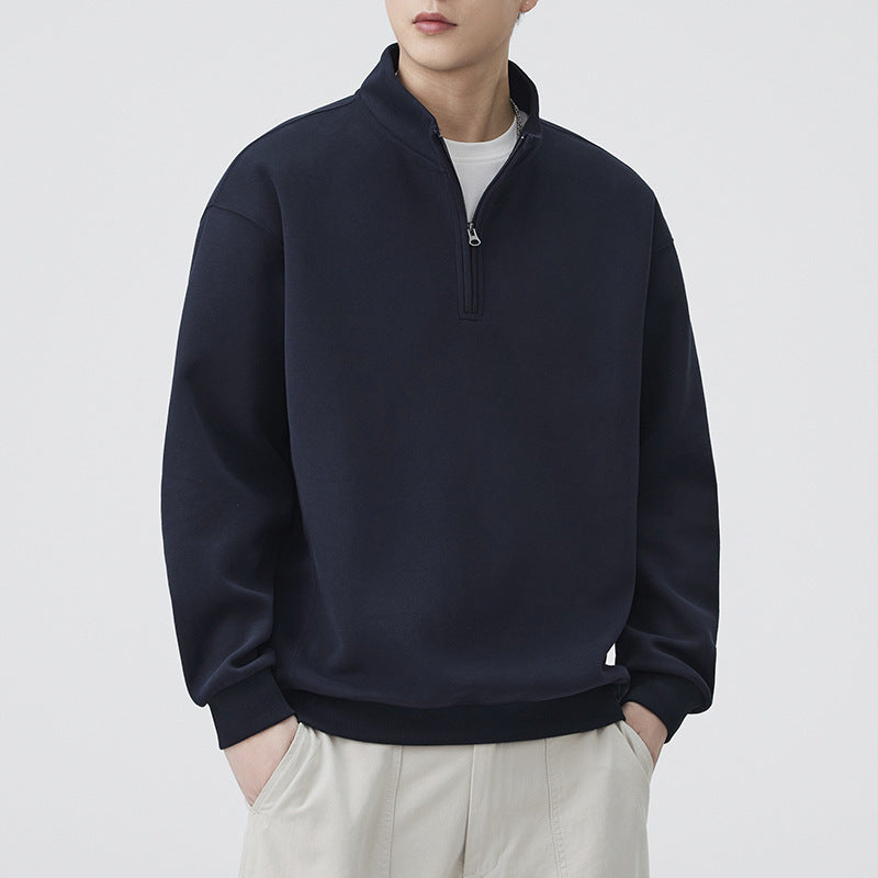 AutomneHiver style japonais Rétro Hommes Stand-collar Zip-up manches longues Hoodie