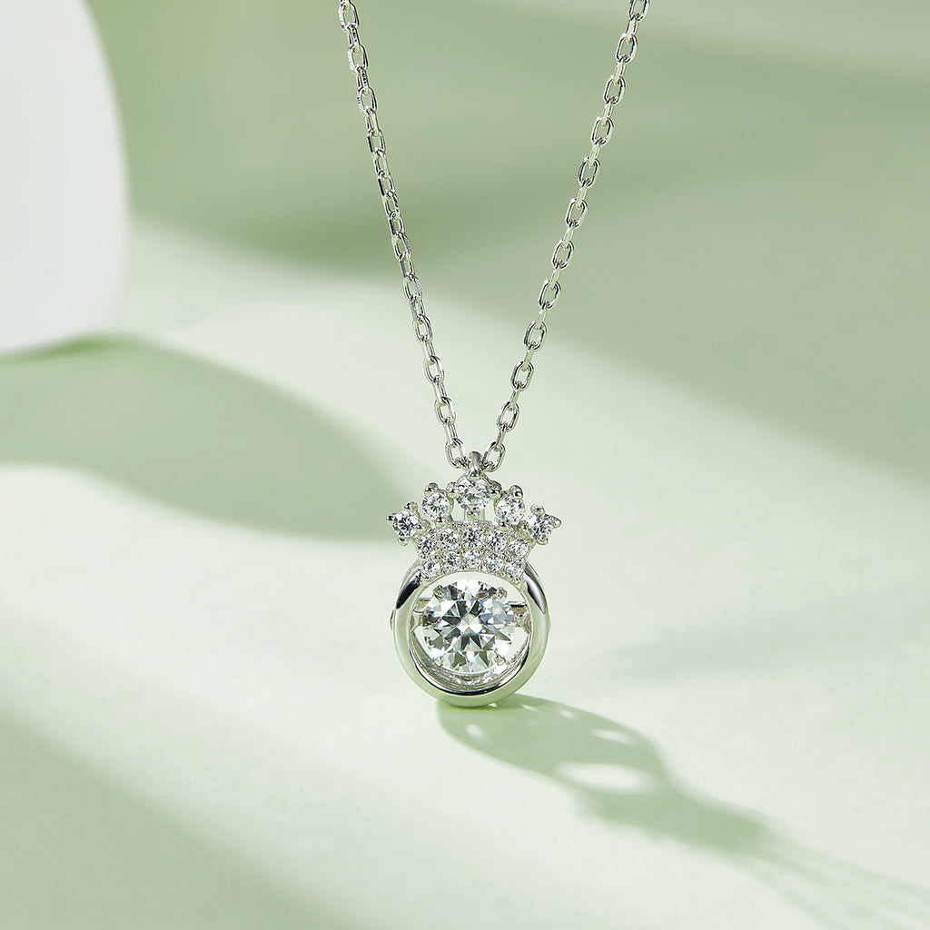 S925 Argent Sterling 0.5ct D Couleur VVS1 Collier de la Couronne de Moissanite 45cm plaqué platine GRA