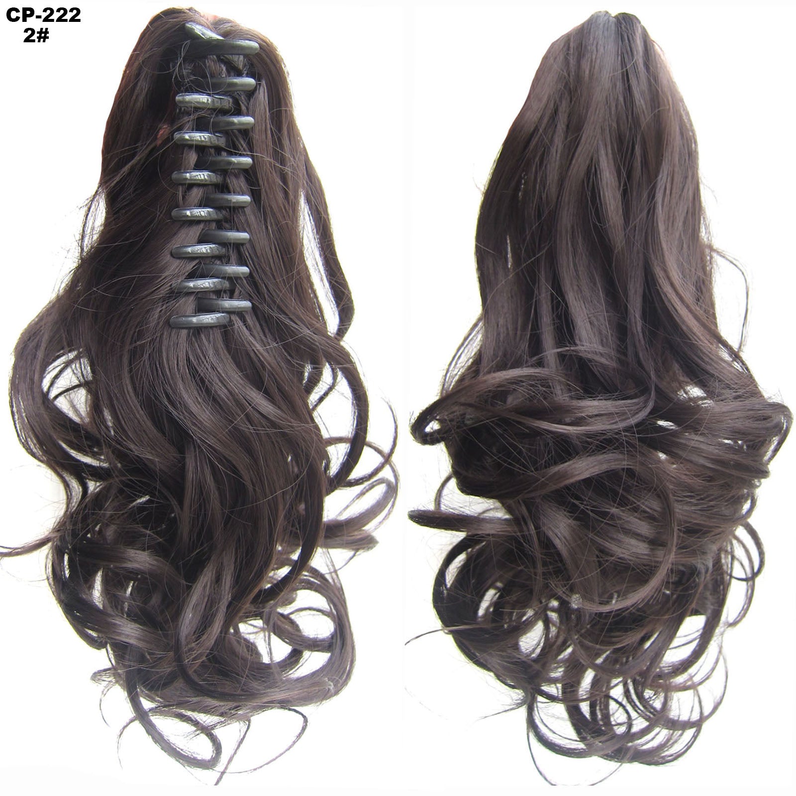 Long Wave Ponytail Wrap autour de Ponytail Clip dans les cheveux Headwear Gris Coiffure Exten naturel