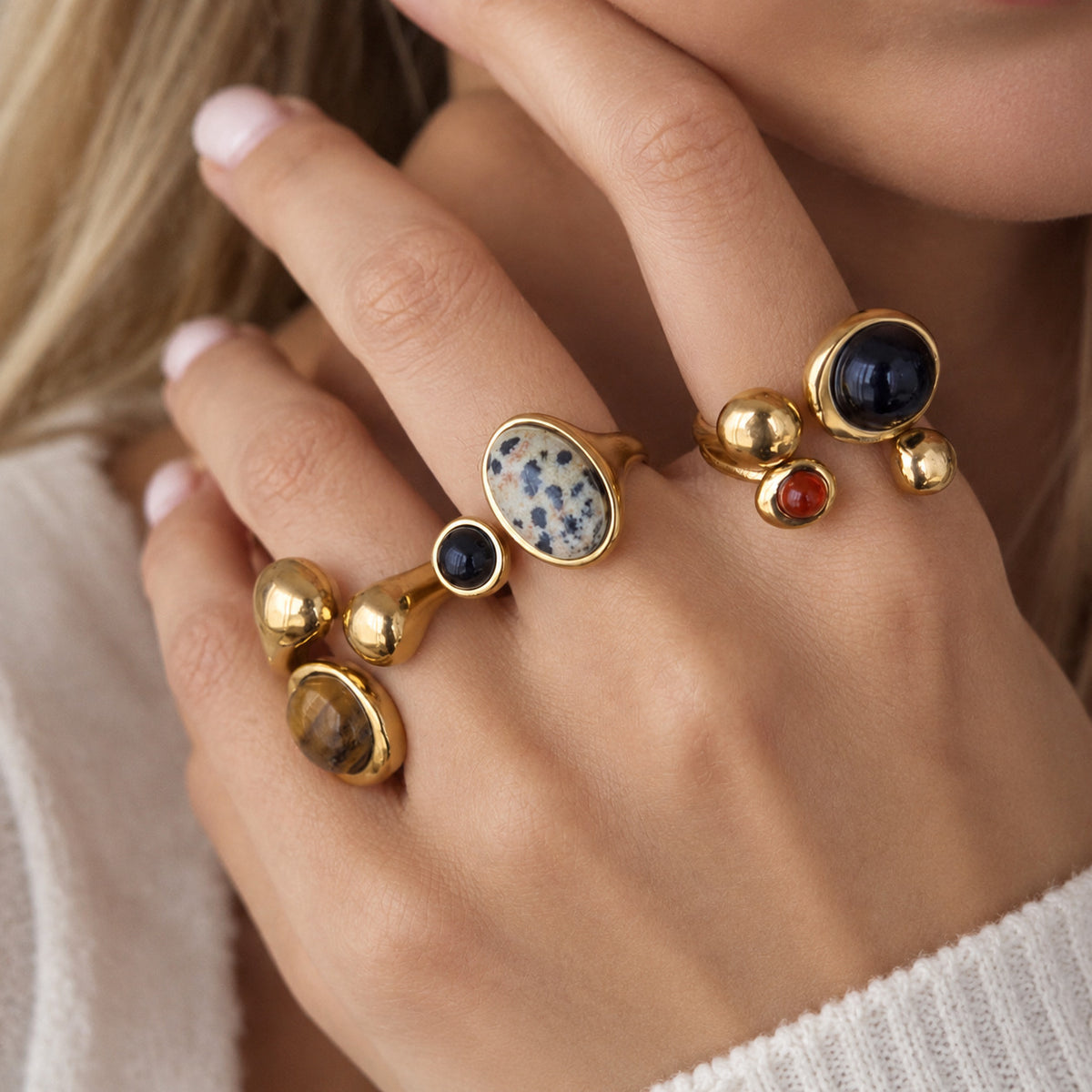 Bracelet en acier inoxydable en pierre naturelle et haut de gamme
