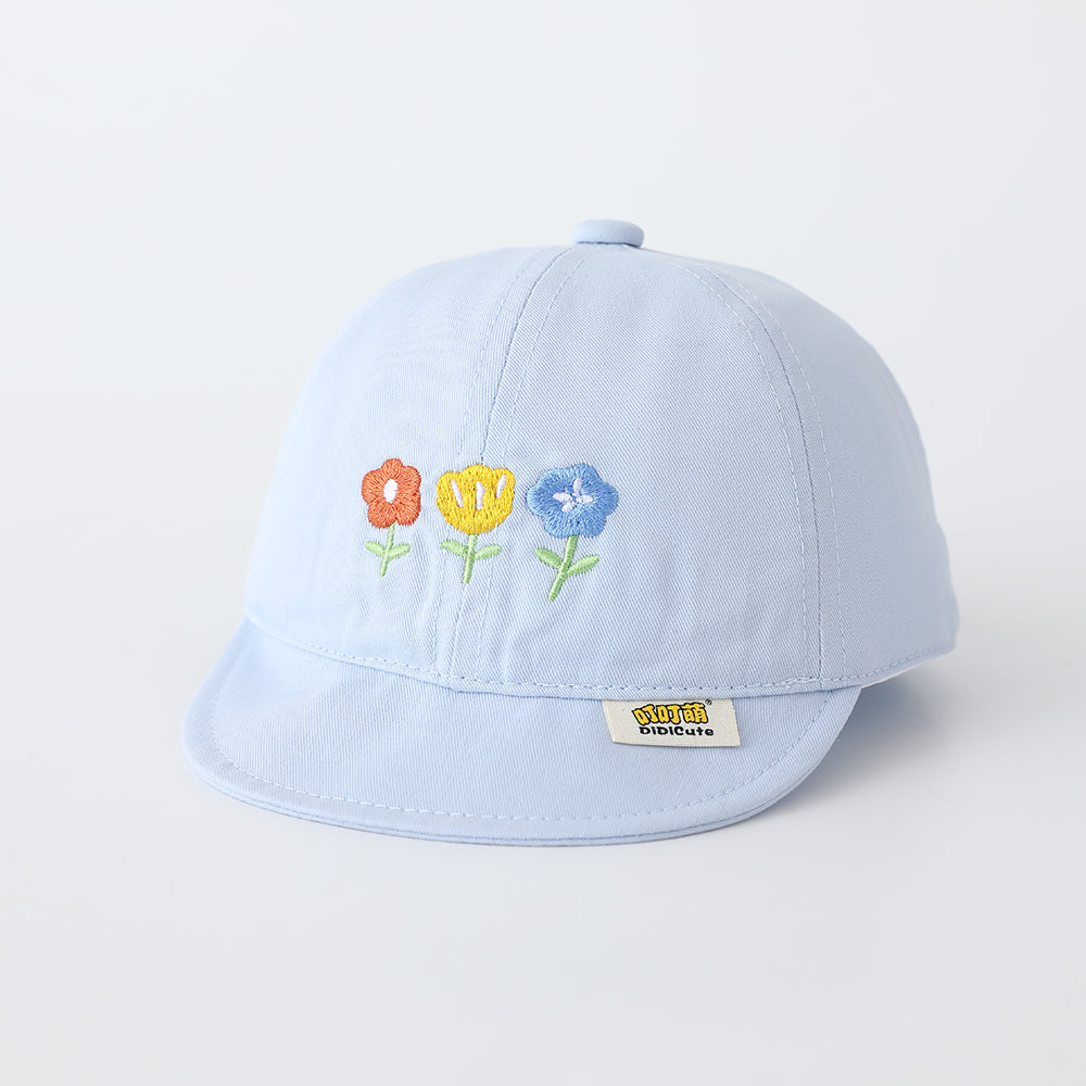 Enfants Solid-colore Trois fleurs brodées Ajustable Simple et Trendy Soft-brim Bas