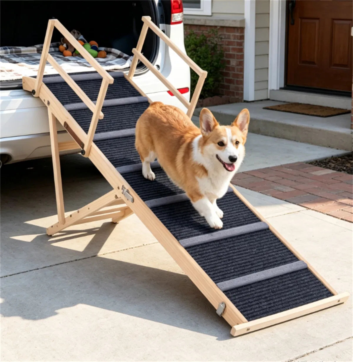 Rampe pliable réglable de 6 niveaux pour animaux de compagnie