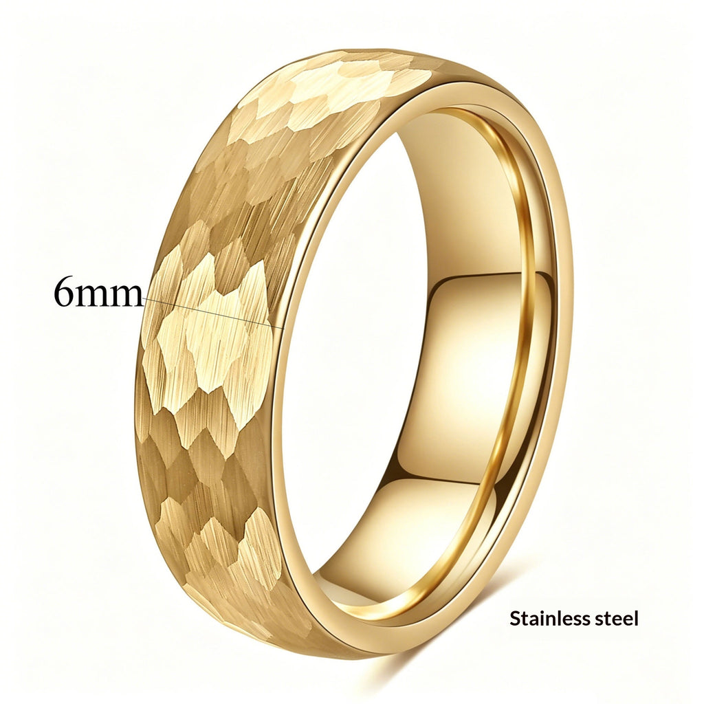 Bague en acier inoxydable marbré à l'échelle du poisson rétro