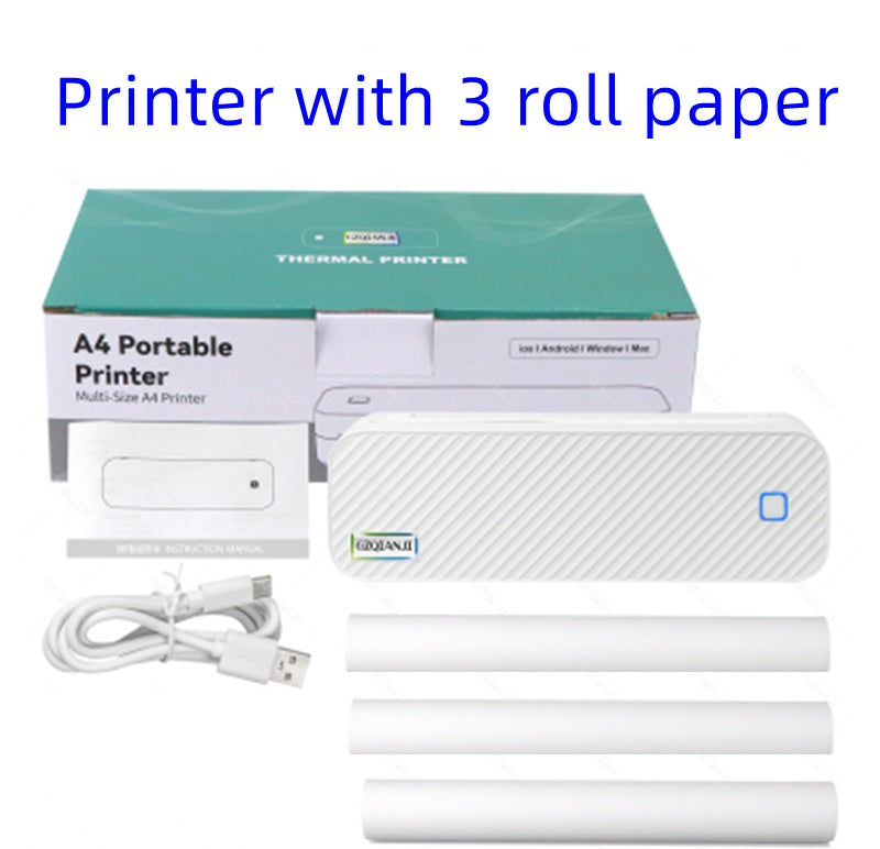 A4 Thermique Mini Bureau Portable Imprimante Bluetooth