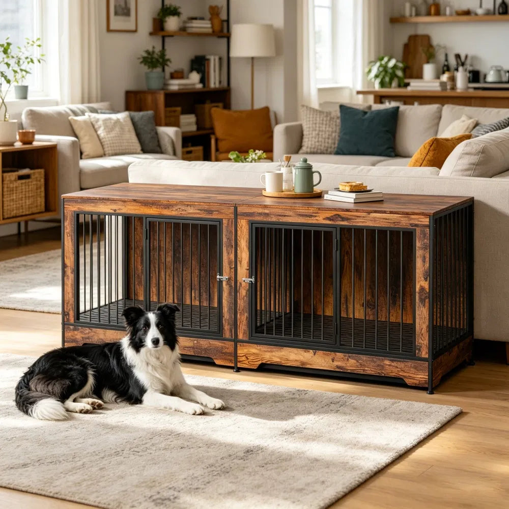 Meubles de caisse pour chiens avec séparateur réglable