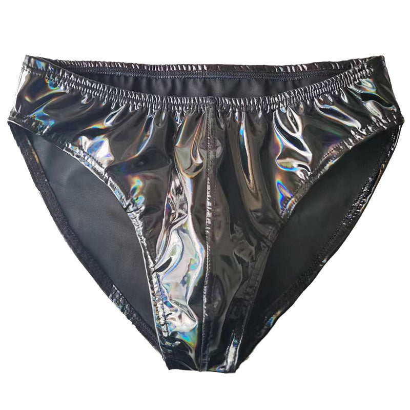 Sous-vêtements sexy en cuir anti-exposition PU brillant pour hommes
