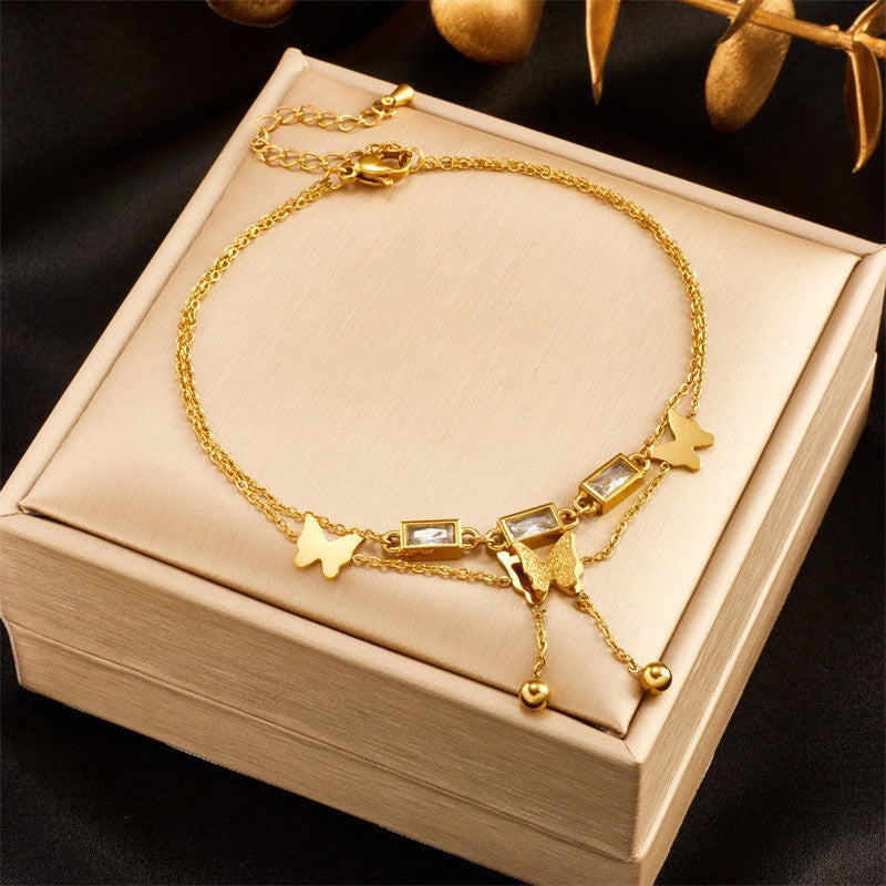 Fashionable Cœur en forme de coquillage blanc arbre de vie papillon femmes Anklet