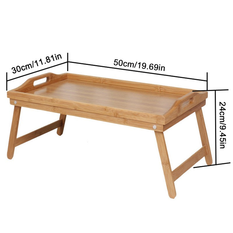 Table de lit en bois de bambou avec pieds pliants Petit déjeuner Portable