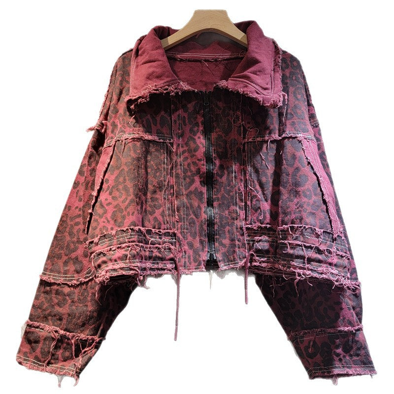 Women's Leopard Print Denim Jacket