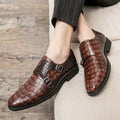Chaussures en cuir homme de style britannique avec un orteil carré et motif embossé