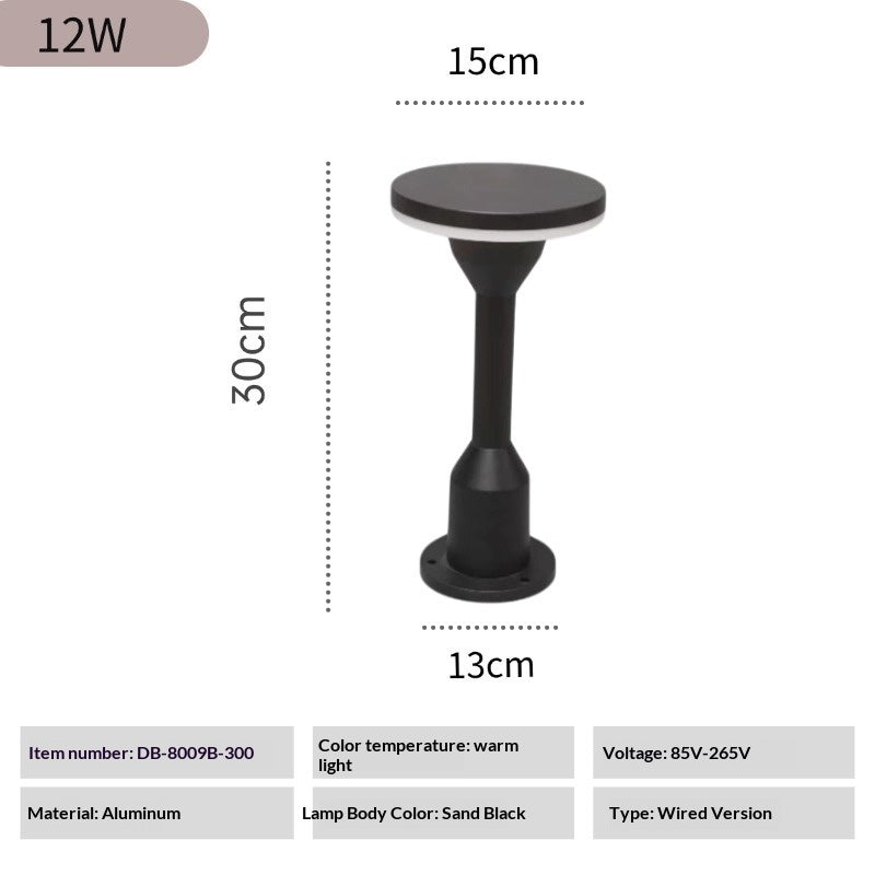 Lampe de cour en aluminium de poteau lumineux extérieur de jardin