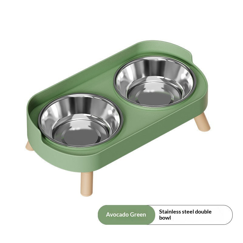 Dual-bowl Spill-proof Water-and-food-in-one Cat Bowl