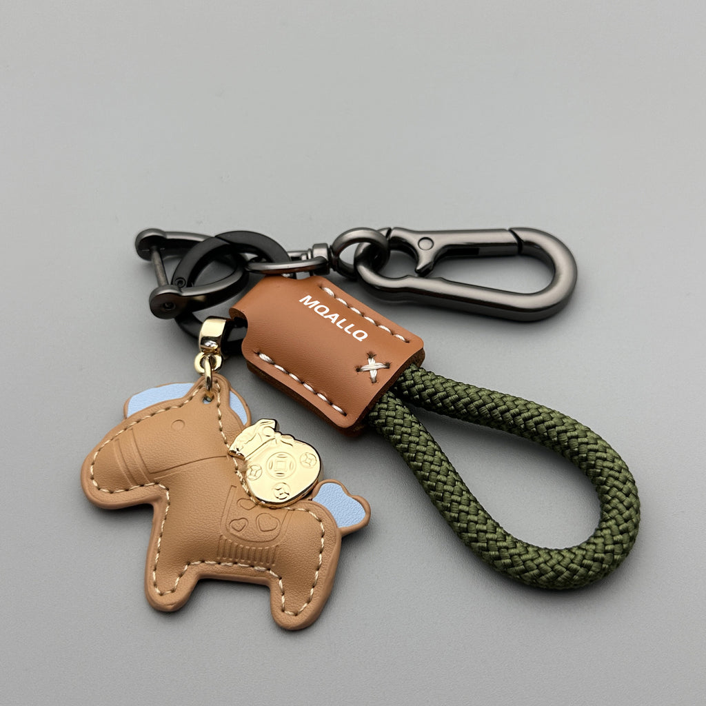 Immédiatement riche main Cowhide voiture porte clé Pendentif simple Personnalité