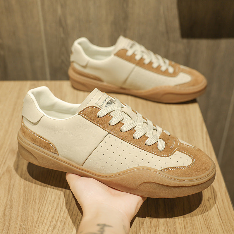 Pointage Contraste couleur véritable cuir plate plate plate-forme chaussures de conseil casual