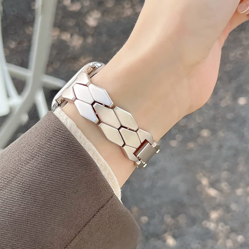 Bracelet en diamant à chaîne métallique en acier