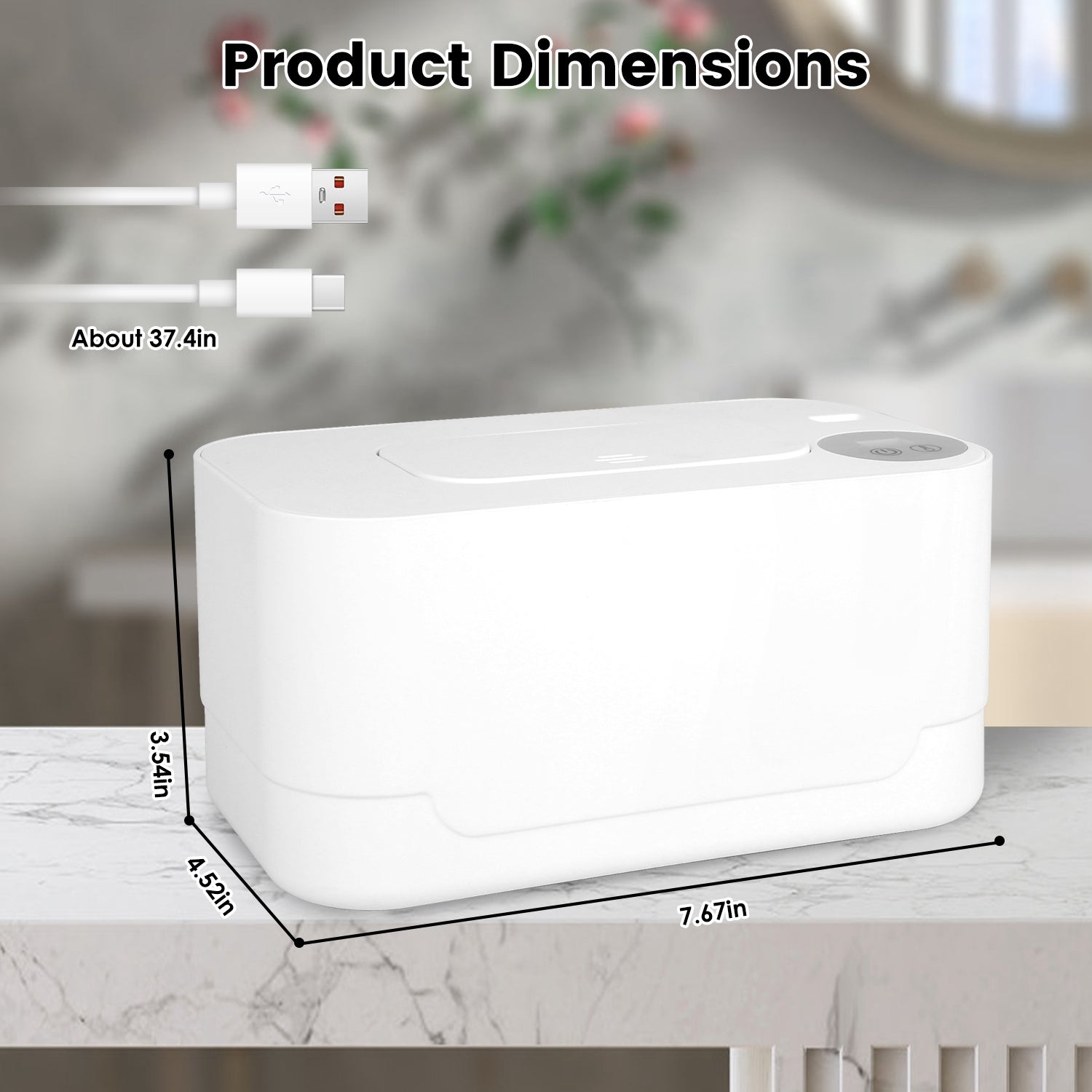 1Pc Baby Wipe Warmer avec 3 paramètres de température Type C Powered Baby Wipes Dispenser W