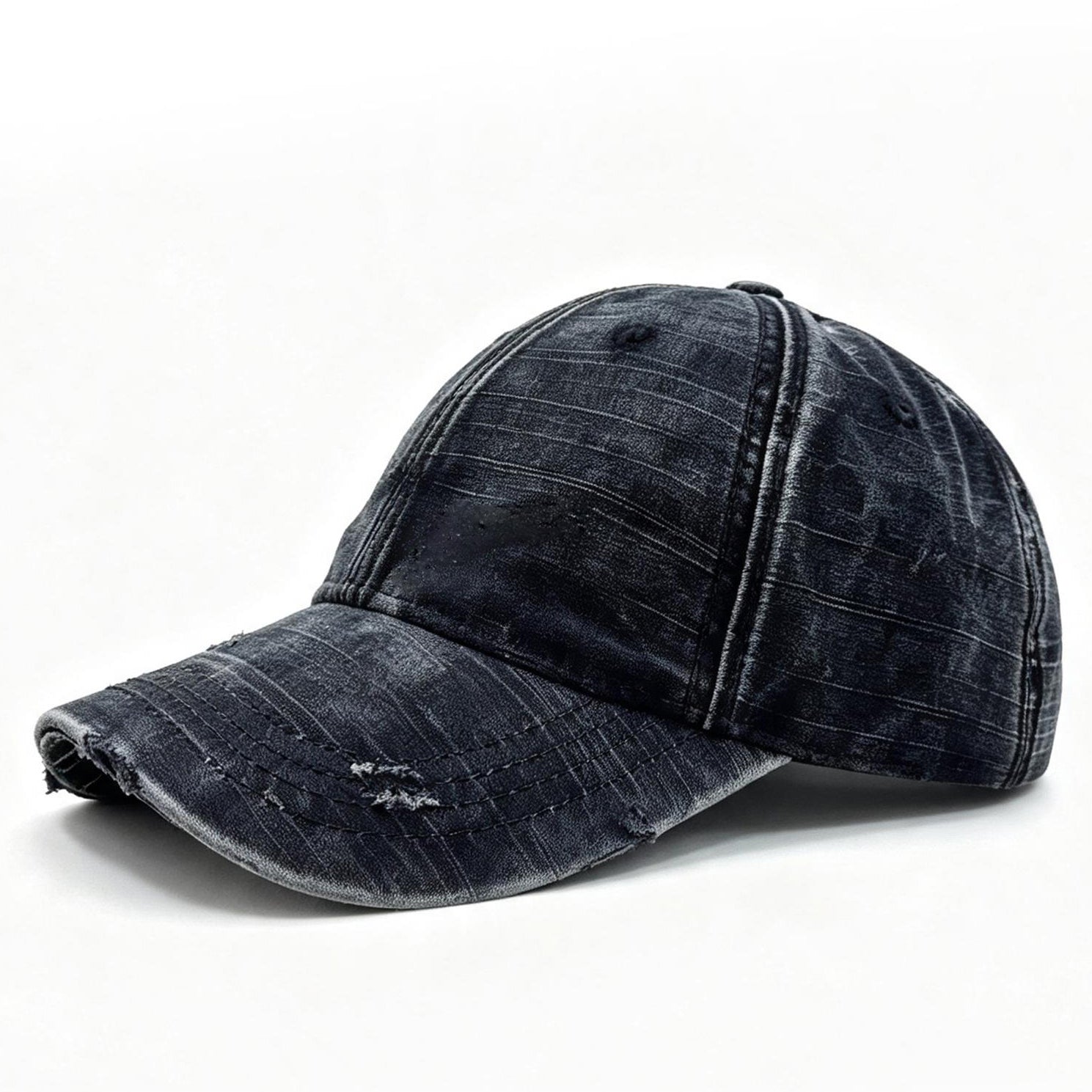 Street Fashion Retro Détresse Denim Holey Casquette de baseball avec haut doux et casual courbé B