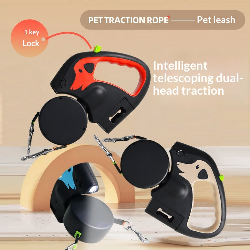 Retractable dual dog leash