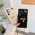 Applicable au boîtier de téléphone S25Ultra Pearl Butterfly Rhombus Porte carte Case de téléphone