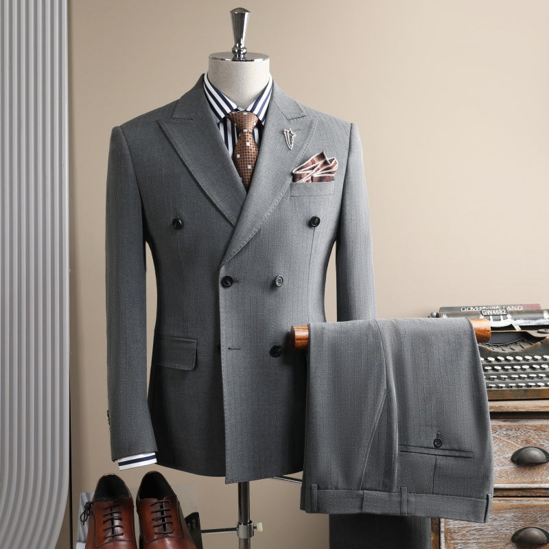 Slim Fit Double Breasted Pinstripe Blazer & Pantalons Cuffed