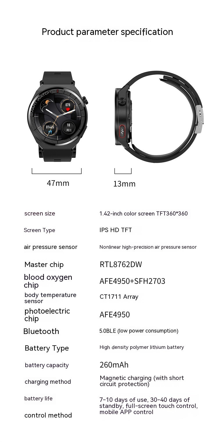 Bracelet intelligent Pression artérielle Fréquence cardiaque Sang Glucose Uric Acid Sang Lipid Corps Temperat