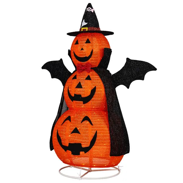 5ft Orange 3-Tier tissu rétractable citrouille Halloween Light Decor avec Cape & Wings