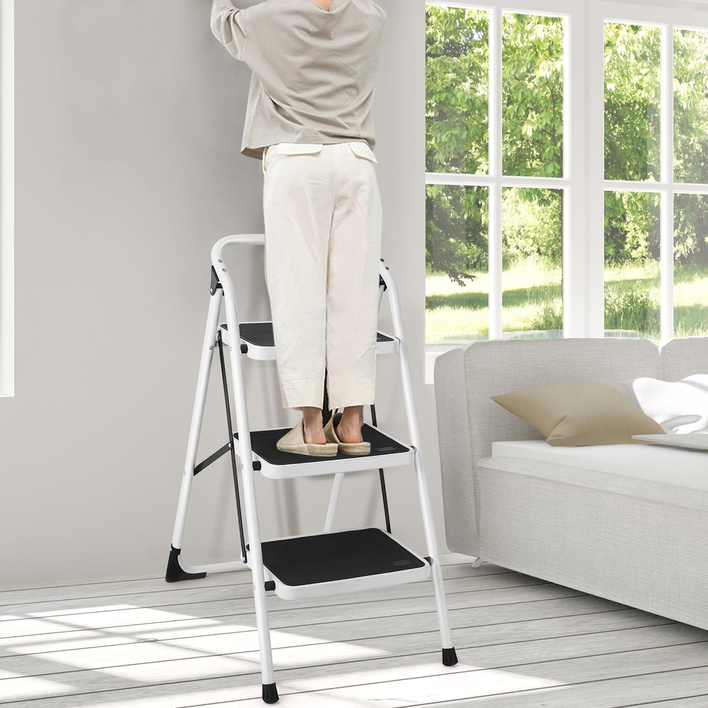 Échelle pliante à 3 étapes avec poignée Et plate-forme antidérapante