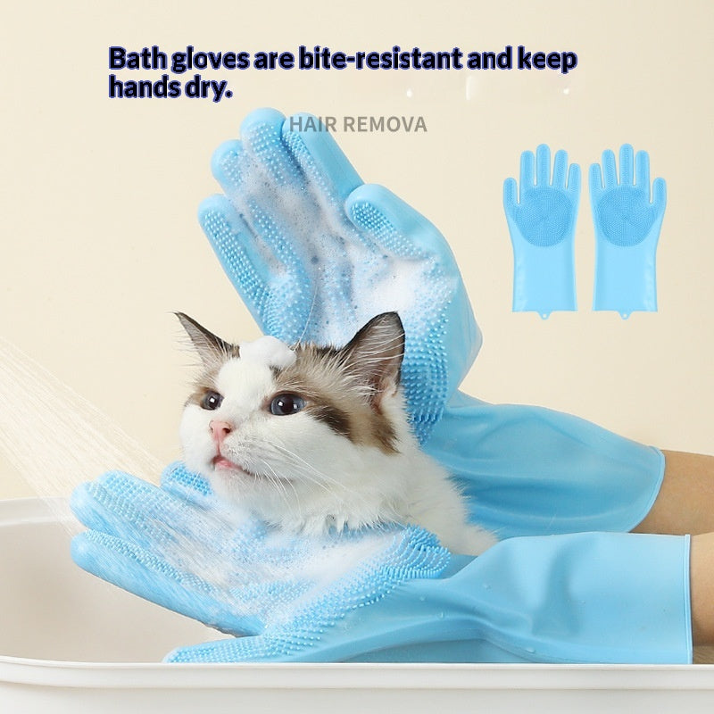 Gants de bain portatifs pour animaux domestiques anti-rayure et anti-Bite