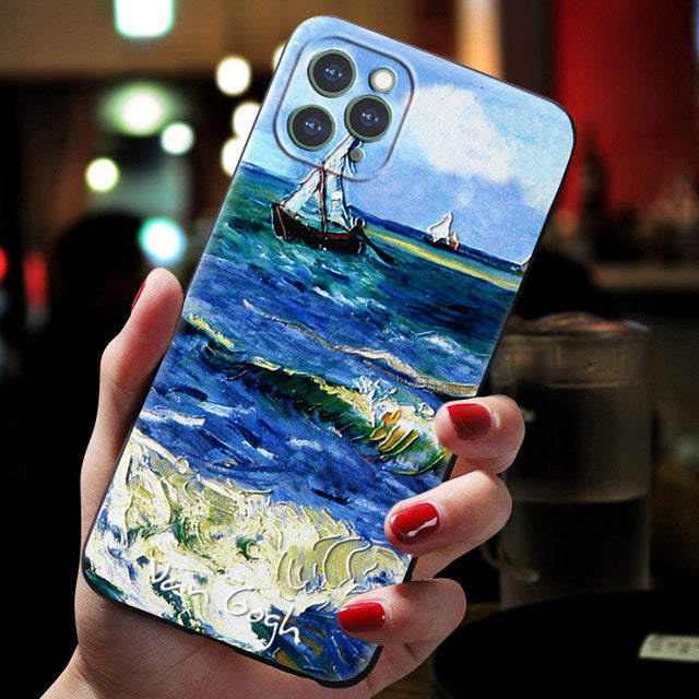 Van Gogh Starry Sky Téléphone portable Shell stéréoscopique