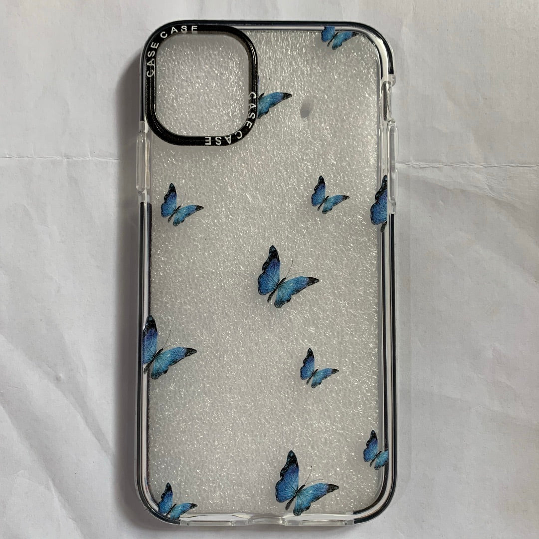 Compatible avec le boîtier de téléphone transparent Blue Butterfly