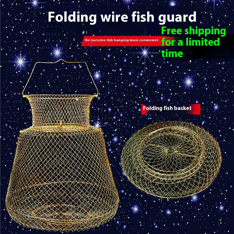 Fil en acier Fish Protection pliant panier Net Pocket Put Metal Inox Cage tissé