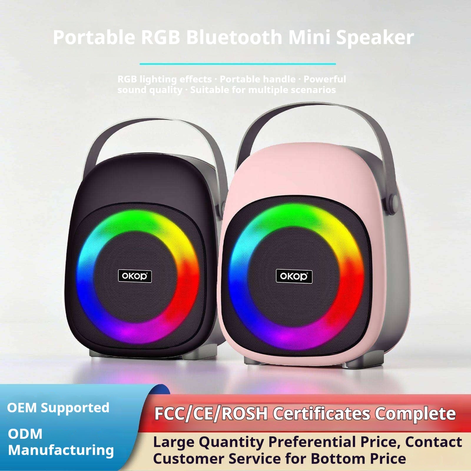 KP-857 Hot-Selling Mini haut-parleur Bluetooth portable haut-parleur extérieur sans fil avec RGB Ambie