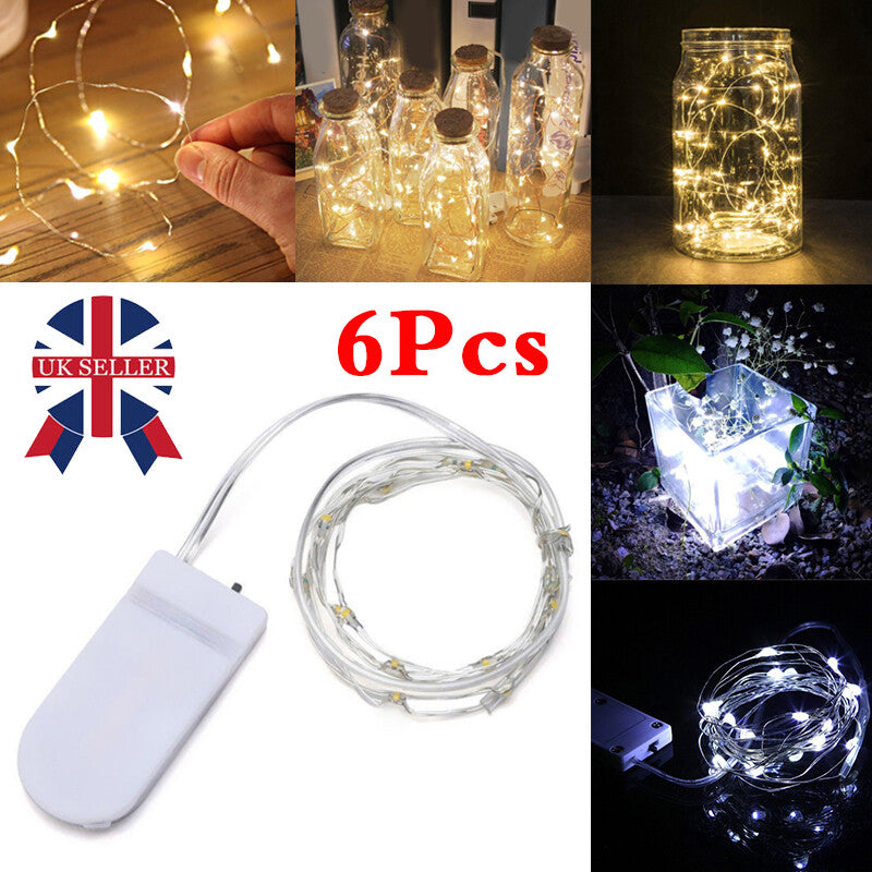 6 Pack 20 LEDs Batterie actionnée Mini LED fil de cuivre Chaîne Fée Lumières Partie 2m