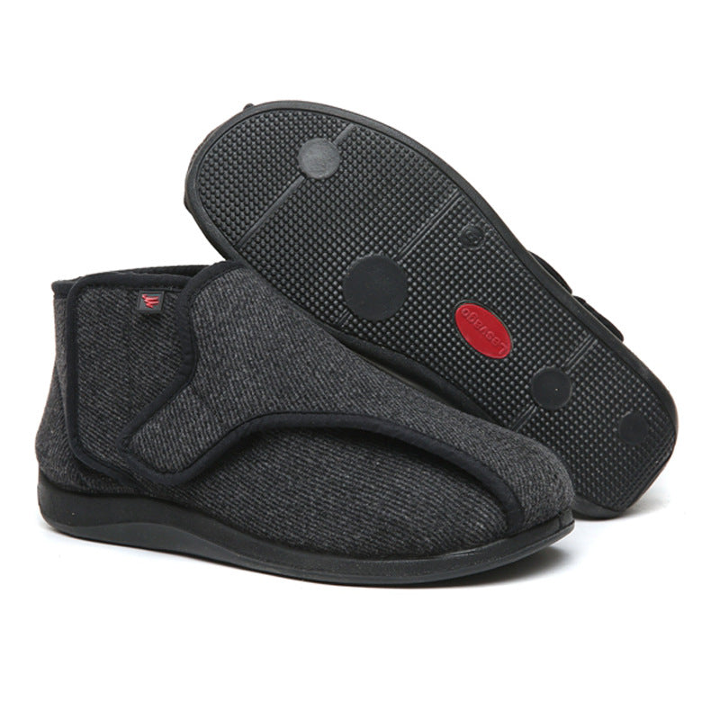 Tweed rayé avec de larges chaussures Velcro