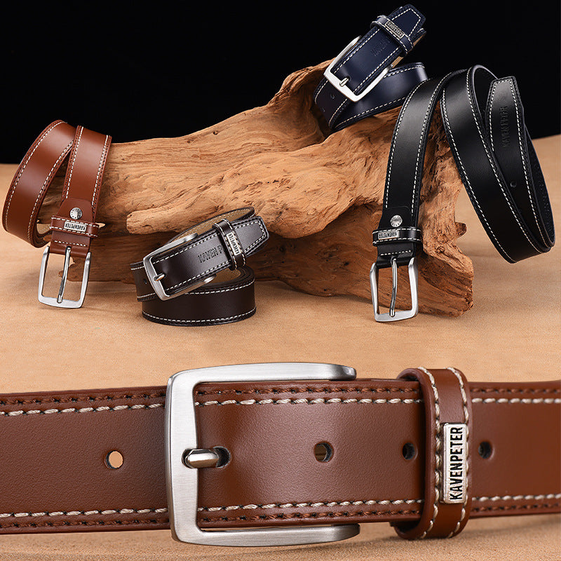 Ceinture de vache en cuir simple et polyvalente pour hommes