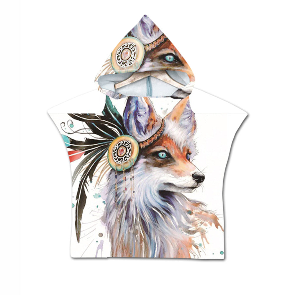 Broderie Livraison 2 jours Broderie Animal Numérique Imprimer Serviette de plage Enfants à capuche