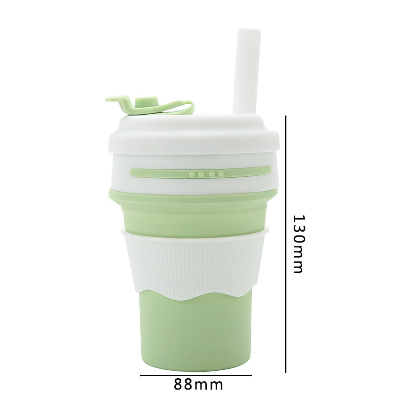 Coupe d'eau en silicone Coupe pliante Coupe d'aspiration Tube Coupe de café portable Coupe d'eau Voyage d'eau
