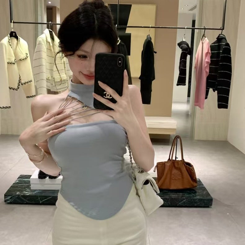 Camisole de col haltère irrégulière pour les femmes
