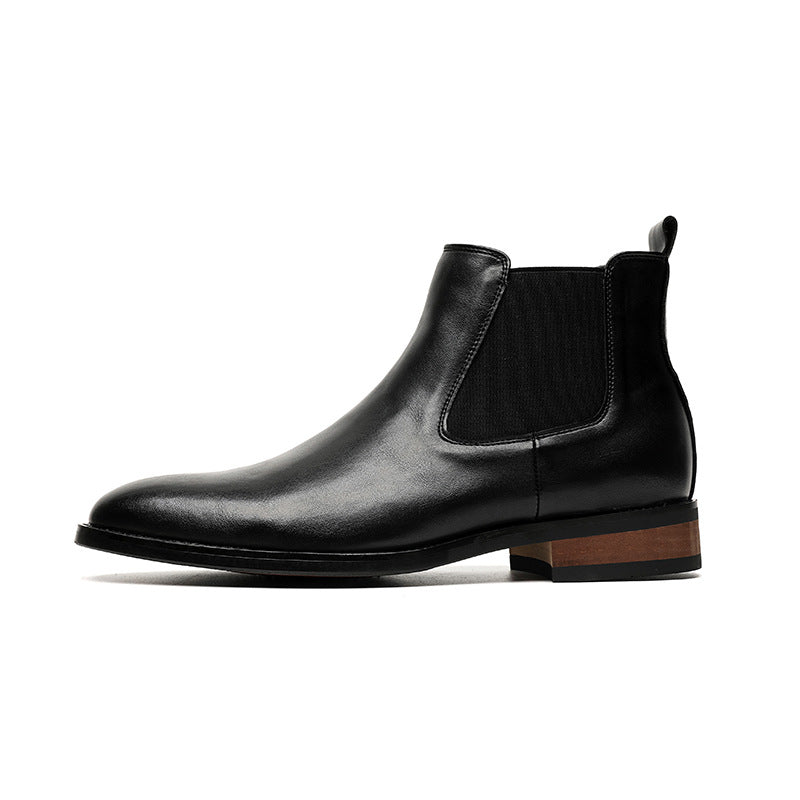 Bottes en cuir pointu haut pour hommes