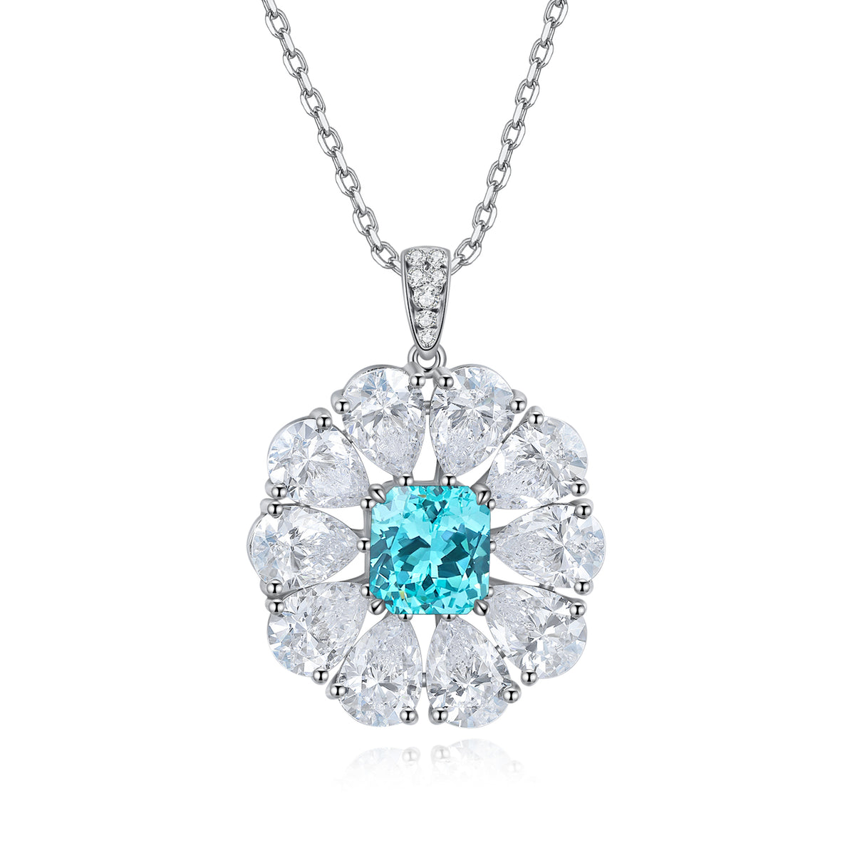 S925 Argent 7.7g Collier de pierre gemme créé en laboratoire