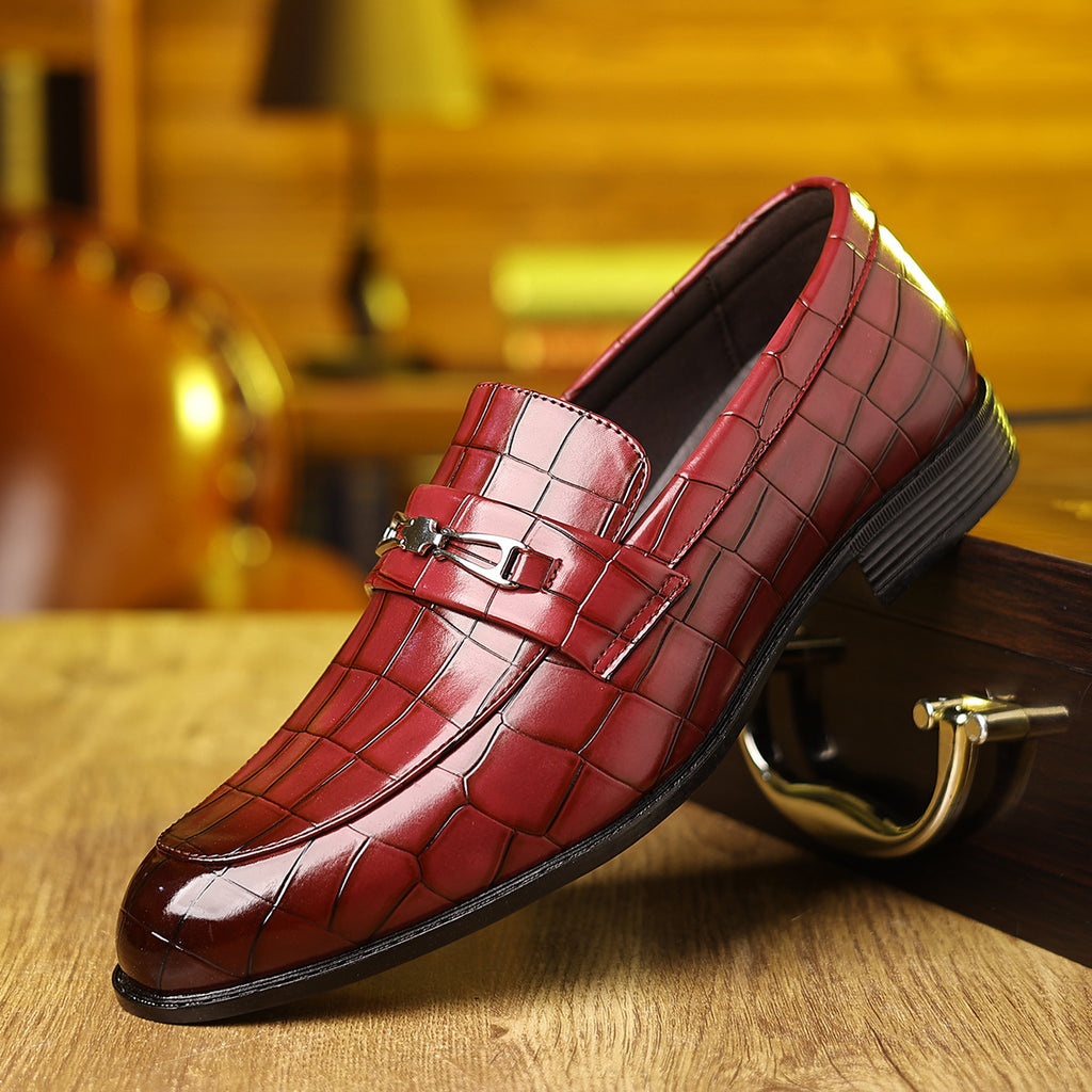 Chaussures en cuir d'affaires à pointe pointue en plaqué casual