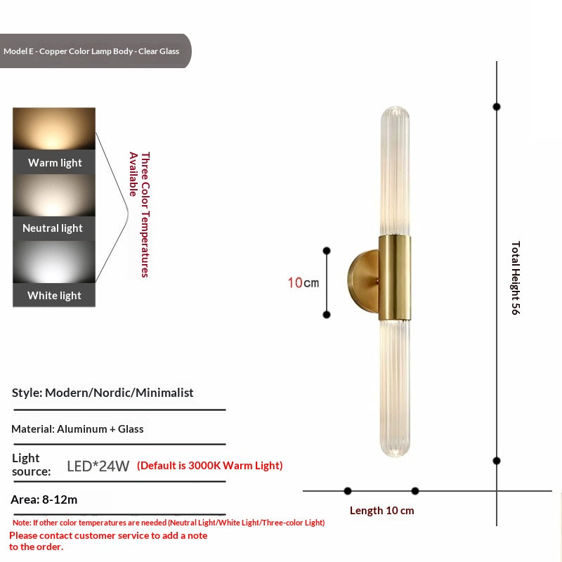 Lampe murale en verre simple de luxe nordique