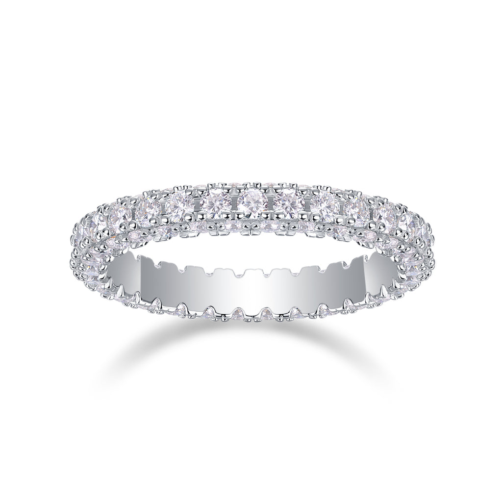 S925 Argent 2.2g Anneau de Moissanite plaqué platine