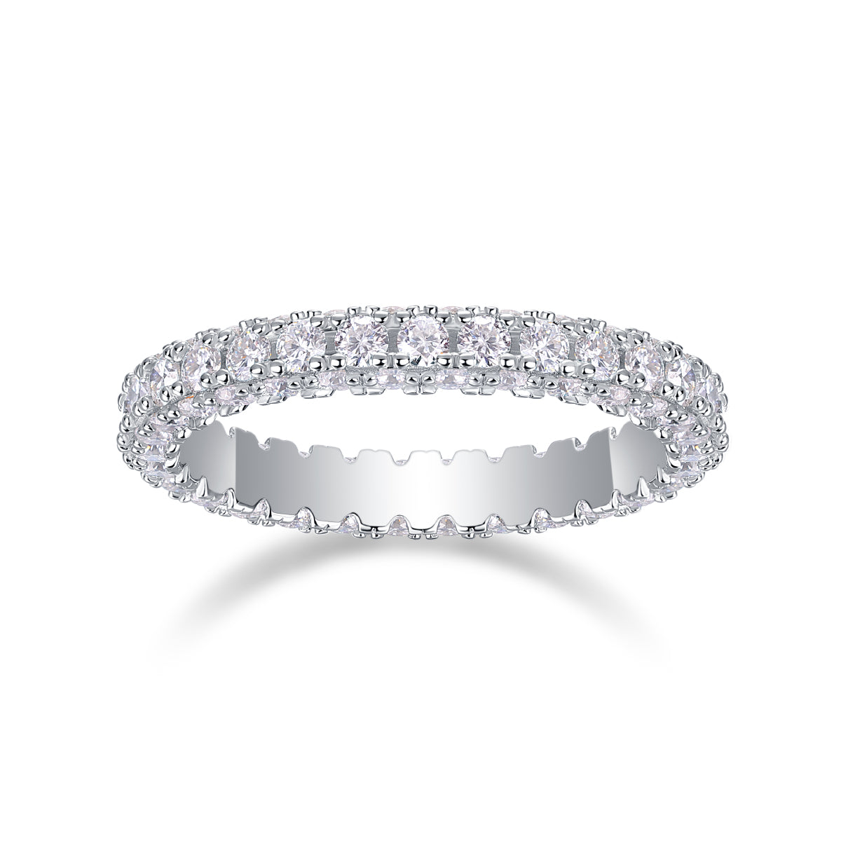 S925 Argent 2.2g Anneau de Moissanite plaqué platine