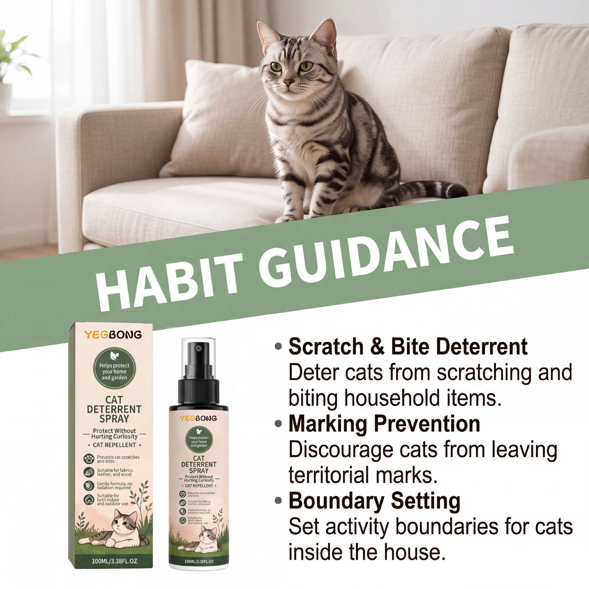 Spray répulsif pour chats Meubles de protection pour animaux doux et confortable Répulsif comportemental pour chats