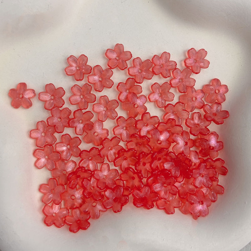 11mm Perles de fleur en acrylique 5-Petal Glitter