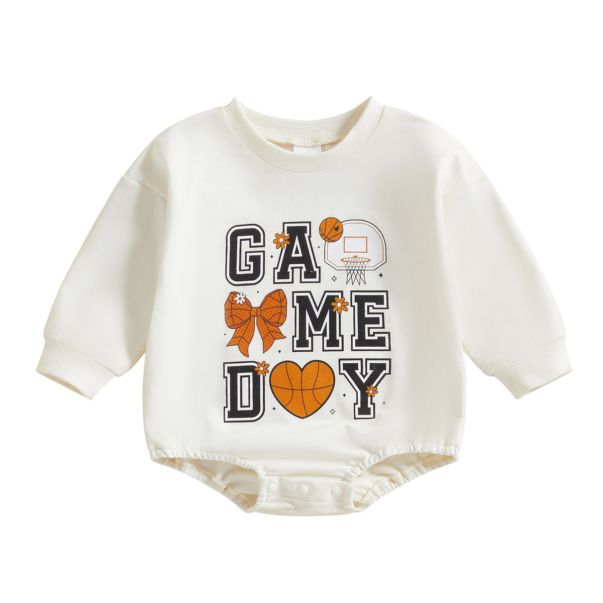 Basketball Game Day Letter and Heart Print Romper