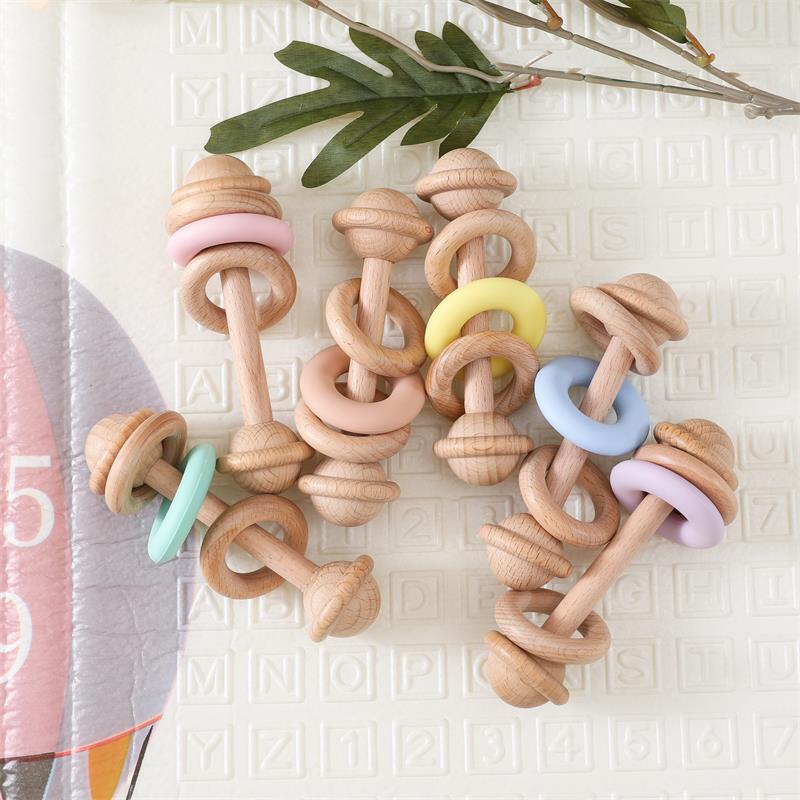 Anneau de silicone en bois en forme de clochette bébé