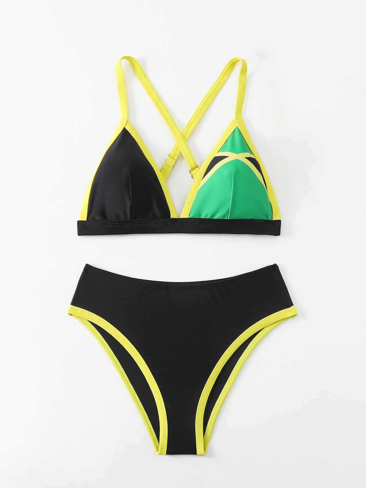 Ensemble de bikini Triangle de bloc de couleur pour femmes